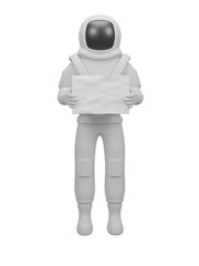 3d render illustration astronaut holding paper