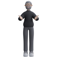 3d render illustration man give presentation cartoon character