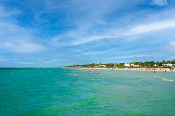 Fototapeta na wymiar The beautiful beach of Sisal in Yucatan, Mexico