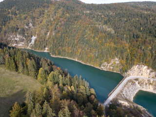 lake and dam in the mountains