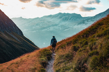 The wanderer in the Alps Mountains
