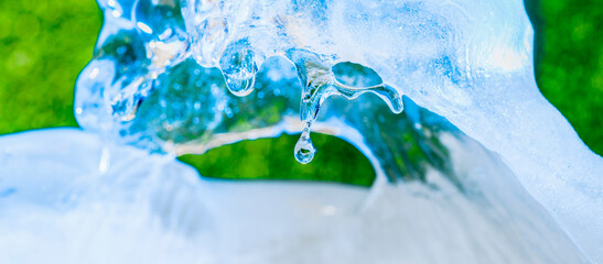 real natural ice and water drop close-up.medicine ecology drinks health concept