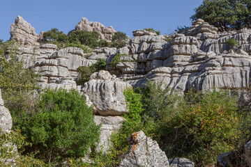Karstic rock formations at Torcal de Antequera