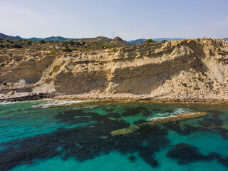Aerial view beach next to Villajoyosa Alicante