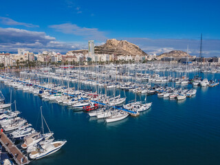 Fototapeta na wymiar Alicante, port by drone panorama