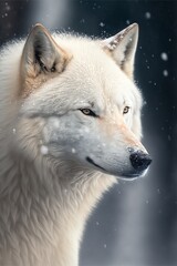 Obraz premium portrait of a wolf in the snowy nature, created using ai generative technology