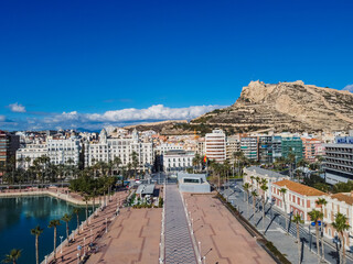 Fototapeta na wymiar Alicante, port by drone city