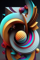 3d abstract sculpture bright colors graphics illustration made with Generative AI