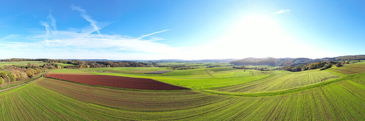 Fototapeta premium the sunny countryside of hesse germany panorama