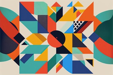 Colorful abstract geometric angular flat vector texture graphics illustration made with Generative AI