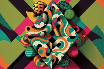 Colorful abstract geometric angular flat vector texture graphics illustration made with Generative AI