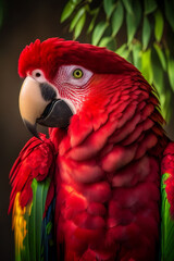 Fototapeta premium roter Ara Papagei im Dschungel. Generative Ai.