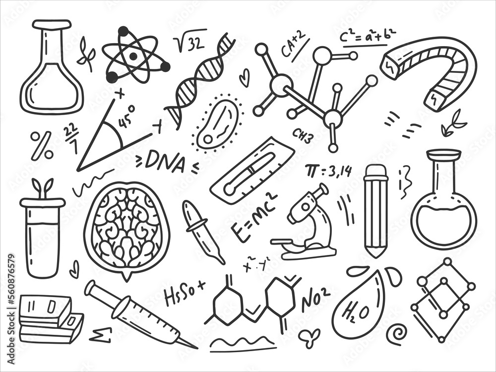 Wall mural science theme doodle