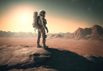 astronaut in the desert sky created with Generative AI technology