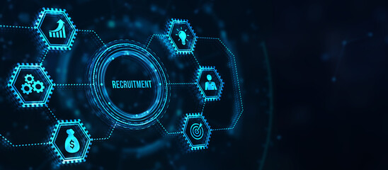 Internet, business, Technology and network concept.Recruitment career employee interview business HR Human Resources concept. 3d illustration.