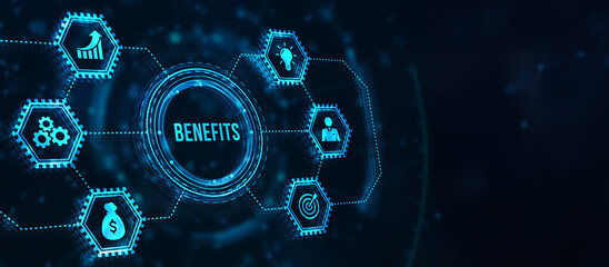 Internet, business, Technology and network concept.Employee benefits help to get the best human resources. Business concept. 3d illustration.