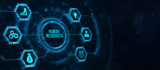 Internet, business, Technology and network concept.Human Resources HR management concept. 3d illustration.