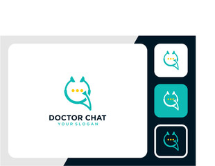 doctor logo design with chat and message