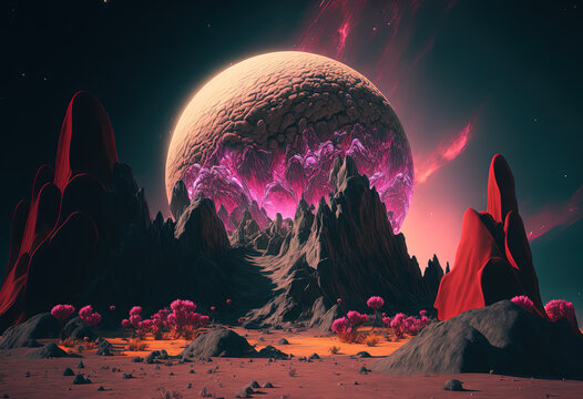 alien planet earth created with Generative AI technology