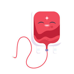 Isolated cute happy blood bag character Vector