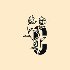 a,b,c,d,e with the Flower logo. Vector logo template. - obrazy, fototapety, plakaty