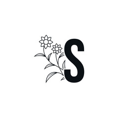 Fototapeta premium Elegant Vector Flower Letter p,q,r,s,t,u Design Logo with Flower Plant Idea for Beauty Cosmetic Logo