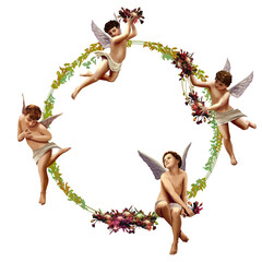 ring of angels, Valentines Day Cherub Angel, cupid, sticker, fictional Character, flower ring png