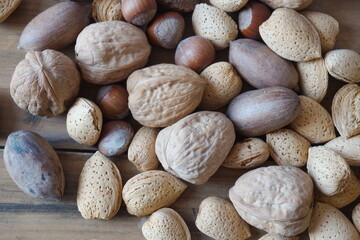 Mixed Nuts in Shell as Background