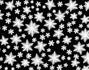 Snowflakes on a black background.  IA technology