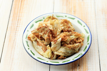 Kol Goreng or Fried Cabbage, Indonesian Side Dish Menu for Penyetan