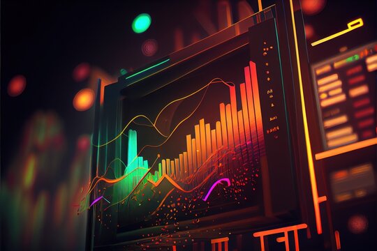Color glowing chart movement upwards, growth created with generative ai technology