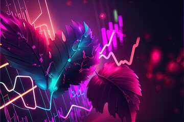 Color glowing chart movement upwards, growth created with generative ai technology