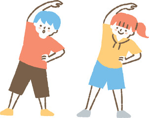 体操をしている子どもたち_色