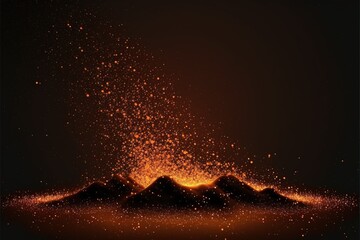 Fototapeta na wymiar A mountain with fire embers particles over black background. Generative ai