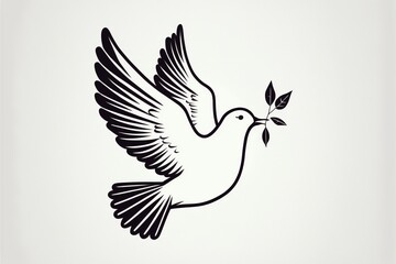 Fototapeta na wymiar An illustration cartoon of a flying bird as a symbol of peace. Generative ai