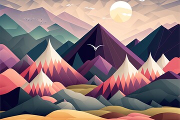 Fototapeta na wymiar Abstract geometric nature landscape with mountains