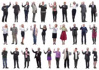 group of businessmen showing thumbs up isolated