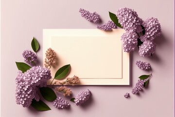 Beautiful blank wedding card with fresh lilac generative ai layout 