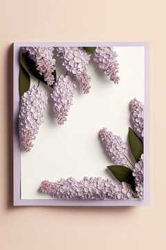 Beautiful blank wedding card with fresh lilac generative ai layout 
