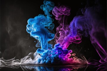 Clouds of colorful smoke generative ai 