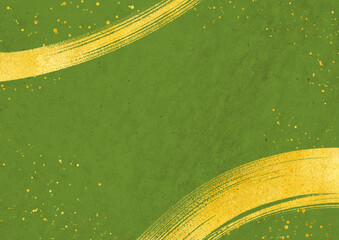 和素材 金筆 フレーム 抹茶緑 長方形バージョン