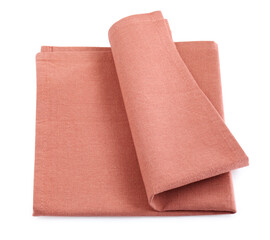 Stylish color fabric napkin isolated on white, top view