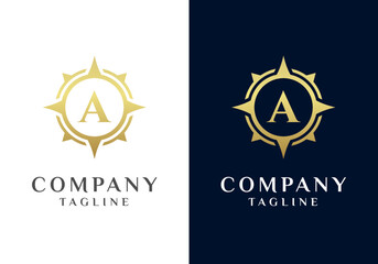 Letter A compass logo design vector image