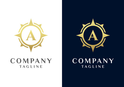 Letter A compass logo design vector image