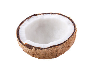 Half coconut on transparent png