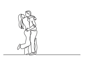 continuous line drawing happy couple - PNG image with transparent background