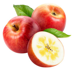 Honey core apple on white background, Sweet honey core apple fruit on white PNG File.