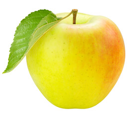 Green Apple on white, Fresh Yellow and Green Orin Apple Isolated on White background PNG File.