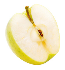 Green Apple on white, Fresh Yellow and Green Orin Apple Isolated on White background PNG File.