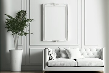 Modern contemporary white luxury living room. Generative ai